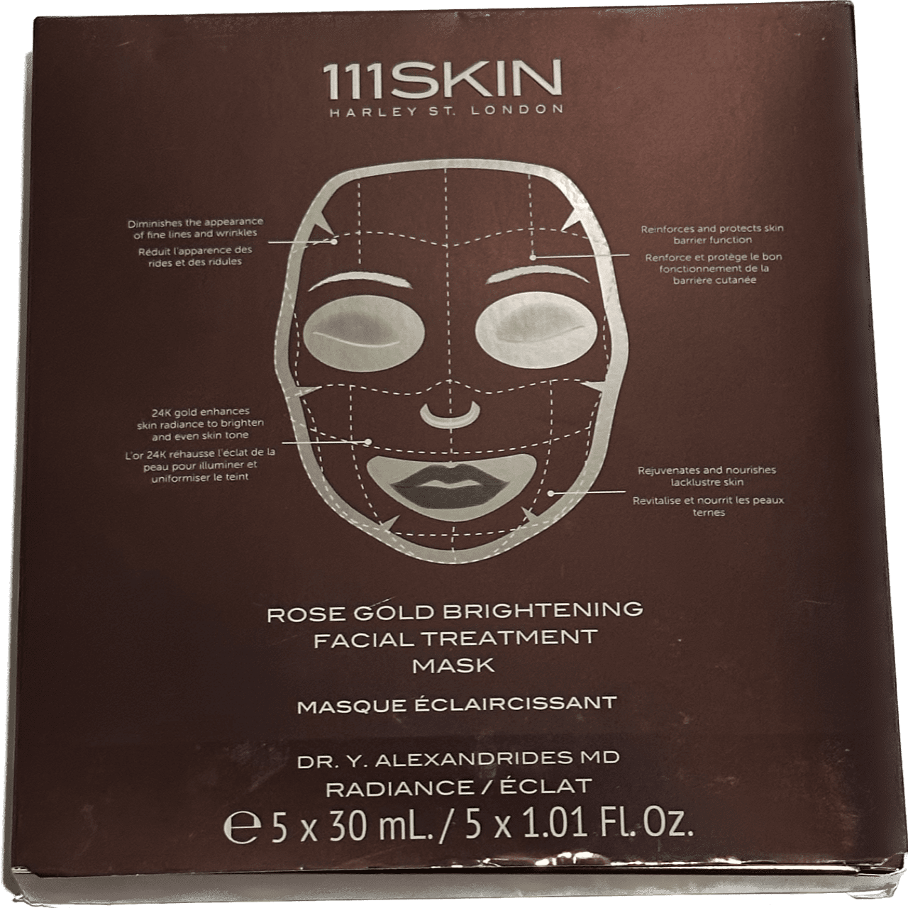 111SKIN Rose Gold Brightening Facial Treatment Mask, 1 oz 5 Pack