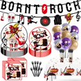 111pcs Rock and Roll Party Decorations Tableware Born to Rock Party