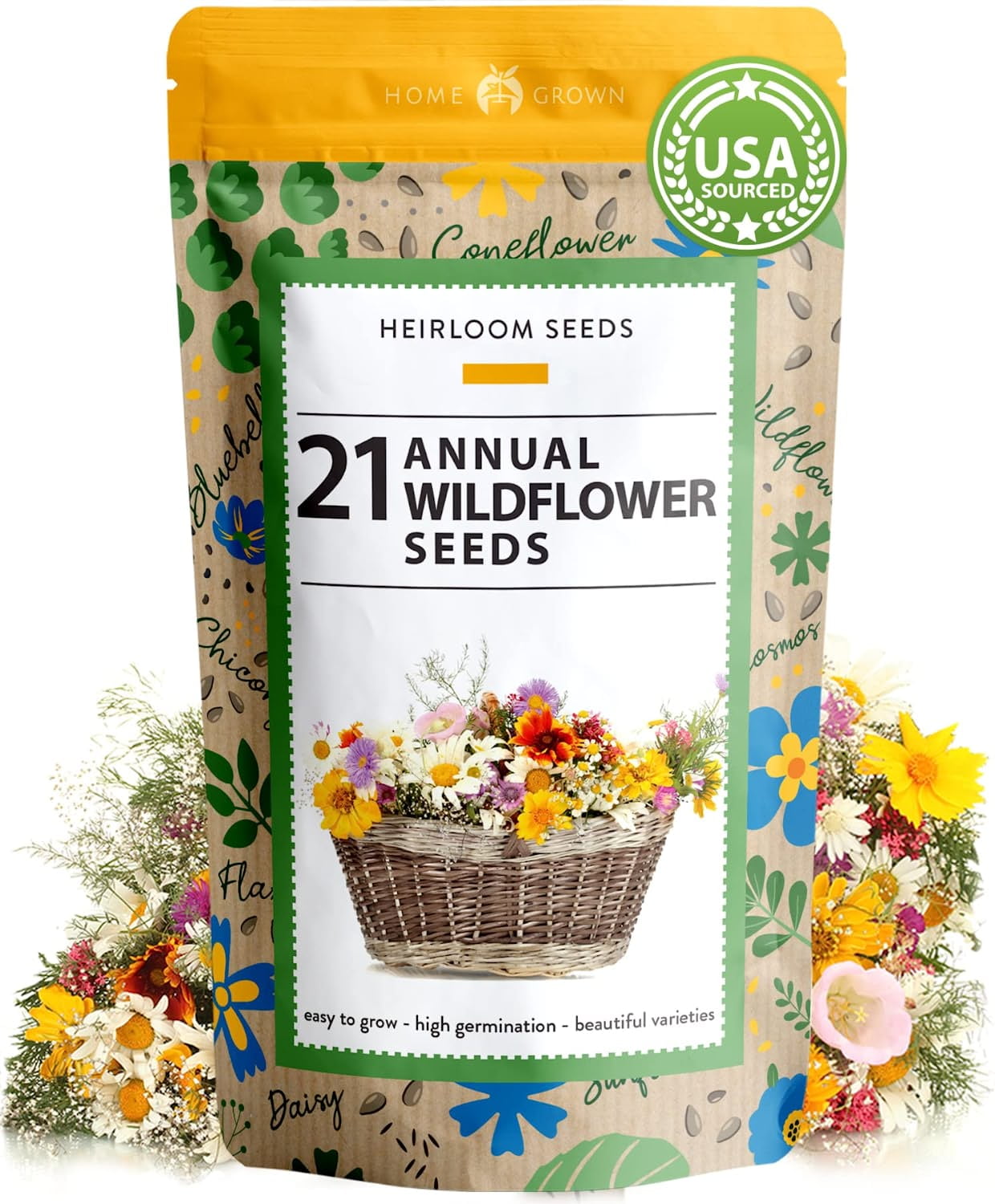 112,000+ Wildflower Seeds: Bulk Mix of 21 Varieties, Non-GMO Wild ...