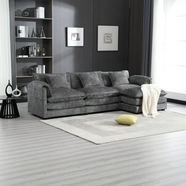 112.2" 3-Seat Modern Sectional Sofa,  Large Boucle Fabric L-Shape Couch with Ottomans, Sleeper Sofa for Living Room