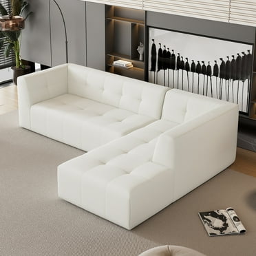 112.2" Oversized Modular Sectional Sofa, L-Shaped Sectional Sofa Cloud Couch Set, 2 PC Free Combination Upholstered Sofa Bed for Living Room Bedroom, Beige