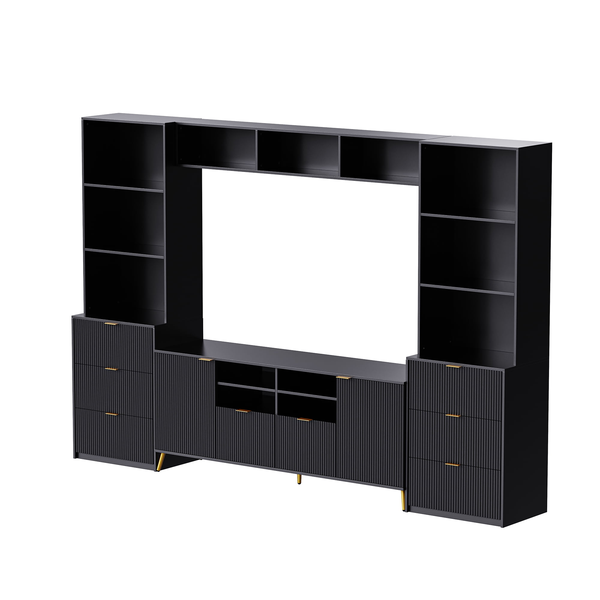 112.50x16.90x78.70 In Entertainment Wall Unit, Multifunctional TVWith