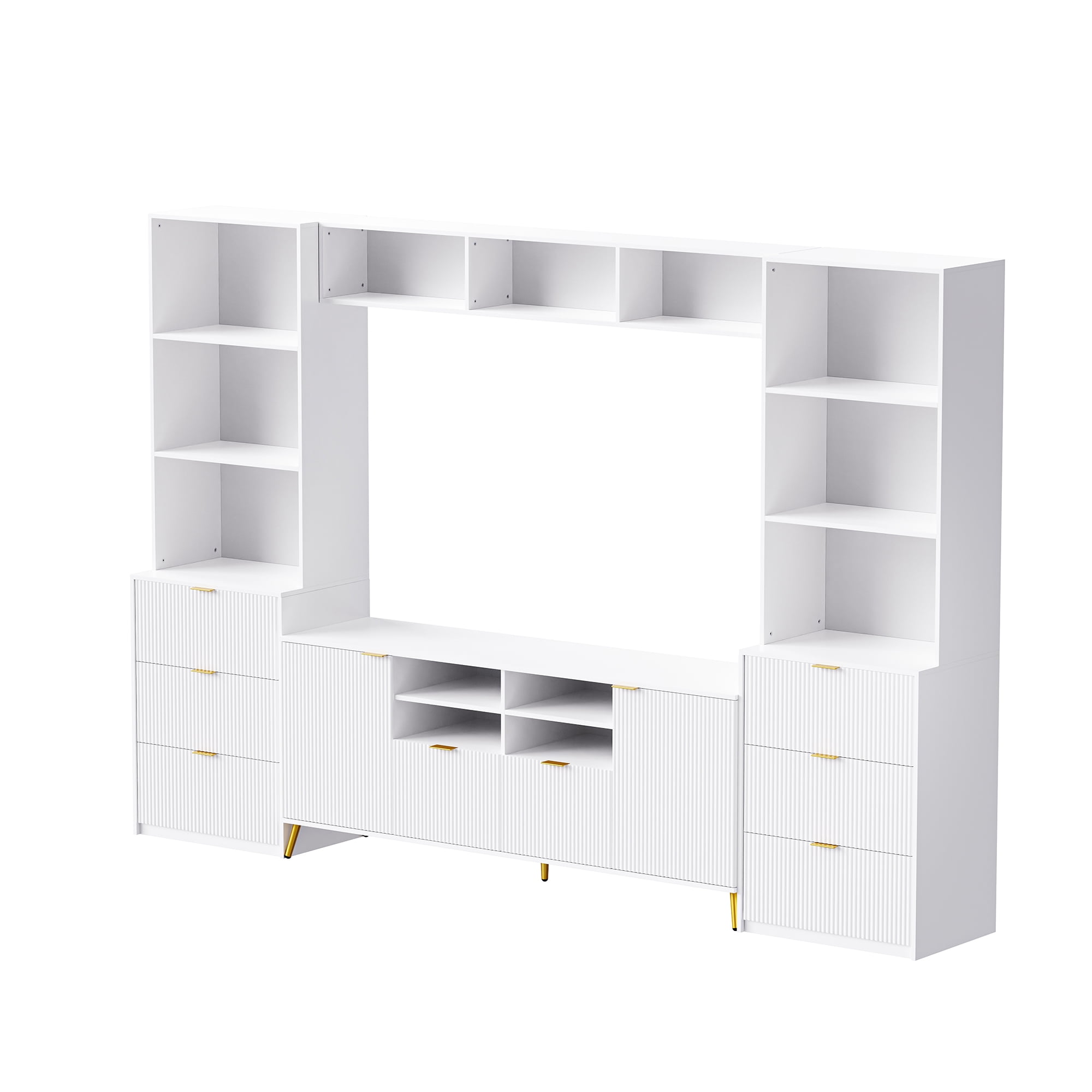 112.50x16.90x78.70 In Entertainment Wall Unit, Multifunctional TVWith