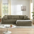 thumbnail image 1 of 112.6" Cloud Couch, Sectional Couches for Living Room, Brown Modern Sectional Sofa with L-Shape Chaise, Corduroy Upholstered, Unfolds to Bed, No Assembly Required, 1 of 14