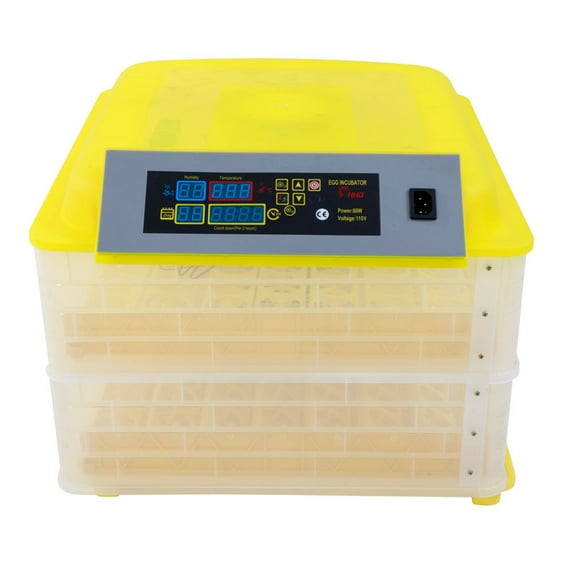 112-Egg Incubator for Hatching Chicks, Fully Automatic Poultry Hatcher Machine with Egg Irradiator and Water Injector, Egg Candler with Clear Window View(US Standard), Yellow & Transparent