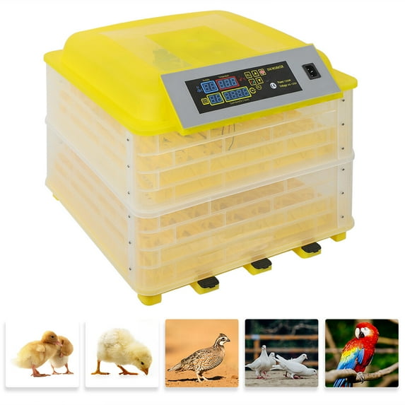 112-Egg Outdoor Indoor Egg Incubator, Practical Fully Automatic Poultry Hatcher Machine with US Standard,Brooder for Hatching Chickens, Quai,l Duck, Goose, Yellow and Transparent