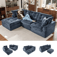 thumbnail image 1 of Sonegra 112" Oversized Modular Sectional L Shaped Sofa, Wide & Deep Seat Boneless Cloud Couch With Multi-Purpose Round Pillow, No Assembly (Blue), 1 of 7