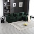 thumbnail image 1 of 112" Oversized Sectional Sofa Cloud Couch for Living Room, Modern Chenille L Shaped Couch, Comfy Boucle Modular Sofa Sleeper with Moveable Ottoman & Memory Foam,Emerald, 1 of 23