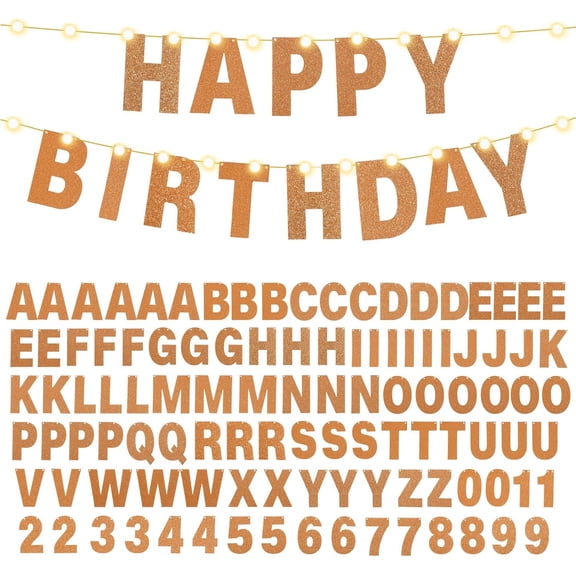 112 Pcs DIY Letter Kit Glitter Customizable Banner Letters Include 107 Letters and Numbers 3 Rope and 2 Needles for Birthday Halloween Christmas Wedding Valentine Party Decor(Glitter Orange)
