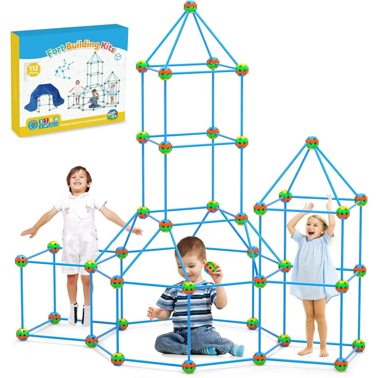 Kids DIY Playhouse Forts Toys Insert Bead Castles Tunnels Tents Kit 3D Play  House Sticks Design Building Toys For Children Gifts