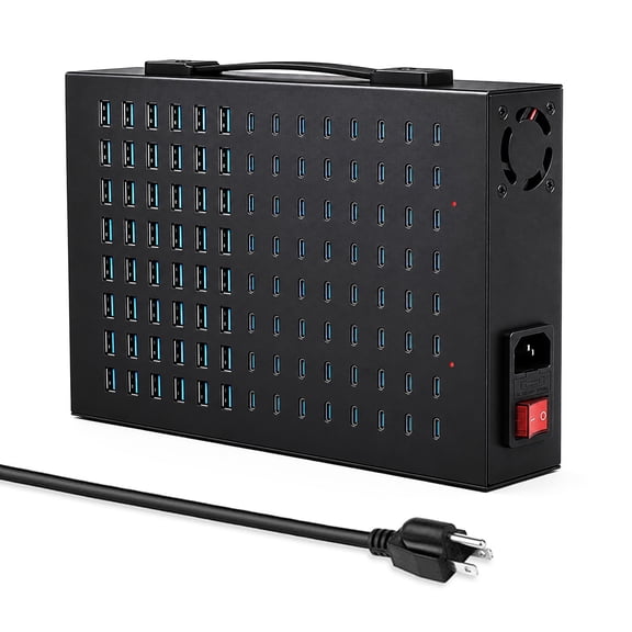Yoodarmx YFY-112 Charging Hub USB-C & USB-A 112-Ports Docking Station with Accessories Included, Black