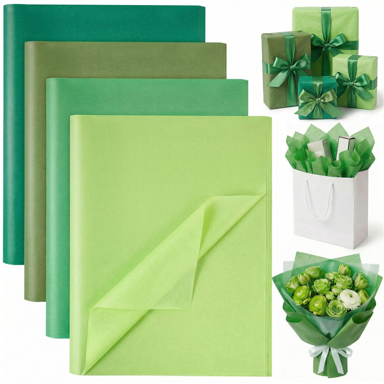 112 Sheets Tissue Paper – 20 x 14 Inch, for Gift Bags, Mother's Day, DIY Crafts, Gift Wrapping, Decor, Available in Blue, Brown, Green, Multi, Orange, Purple, Red, and White