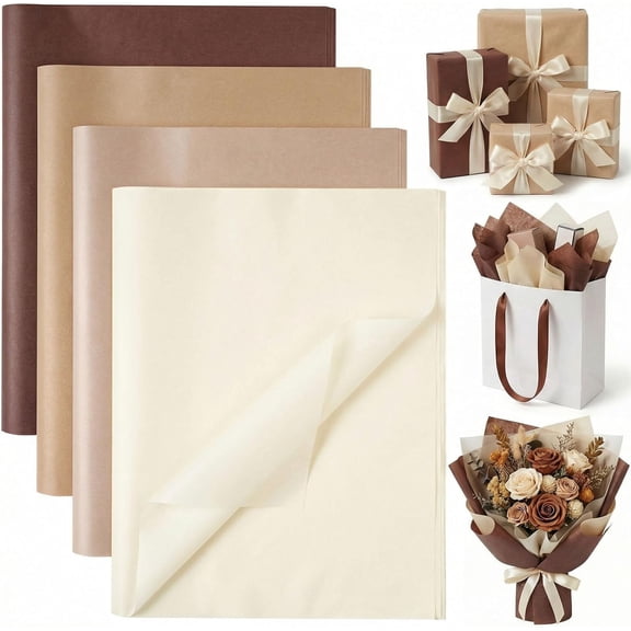 112 Sheets Tissue Paper, 20x14 Inch Brown Gift Wrapping Paper Bulk for DIY Crafts Bags Art Project