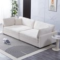 thumbnail image 1 of 112-inch Luxurious Corduroy Deep-Set Soft Sofa, with 2 Backrests and 2 Throw Pillows Included, Beige, 1 of 5