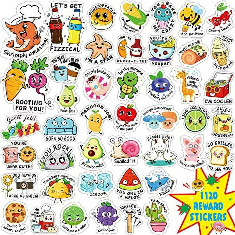 D-FantiX Punny Rewards Stickers for Kids, 800 Pieces Motivational