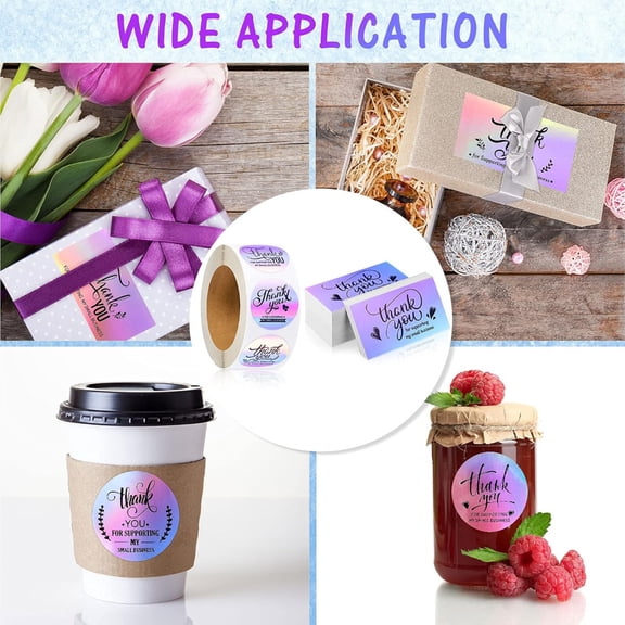 1120 Pcs Thank You Cards and Stickers Set, Include 120 Business Card 1000 Roll Labels Thank You for Supporting My Small Business Stickers Package Insert