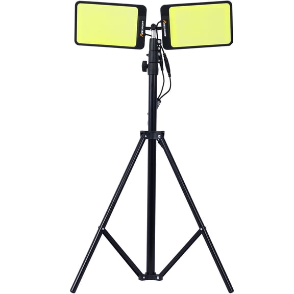 11200 Lumen LED Work Light with Stand, Dual-Head Tripod Lights for Construction, Outdoor Portable Stand Work Light with Remote, Waterproof Versatility for Jobsite Backyard