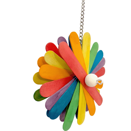 1121 Rainbow Chew Spinner - Handmade Chewable Colorful Bird Cage Toy