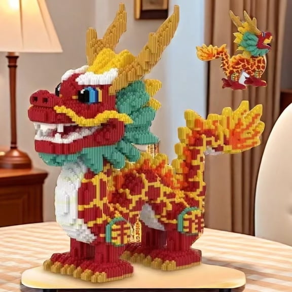 11267 Piece Auspicious Dragon Building Block Set - Educational 3D Puzzle, Suitable for Hands-On Learning, Perfect Holiday Gift