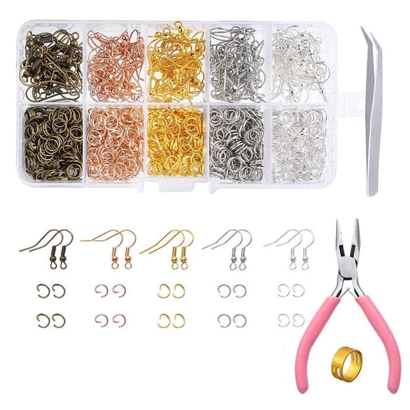 1128 Pieces Earrings Making Supplies Kit with Earring Hooks Jump Rings Pliers Tweezers Jump Ring Opener for DIY Jewelry