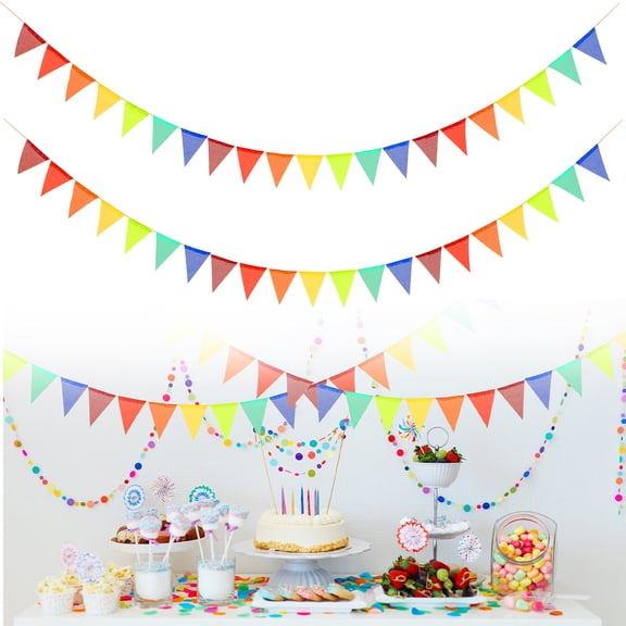 112PCS 36.4ft Colorful Pennant Banner Flags Multicolor Bunting String Triangle Flags Bulk, Garland for Grand Opening, Carnival Theme Birthday Party Decoration Outdoor Events Classroom Decor
