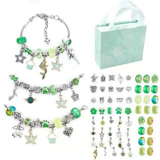71pcs Charm Bracelet Making Kit, PASEO Jewelry Making Supplies Beads,  Unicorn/Mermaid DIY Jewelry Chain Charm Christmas Gift Set for Girls Teens  Age 7-12, DIY Craft 