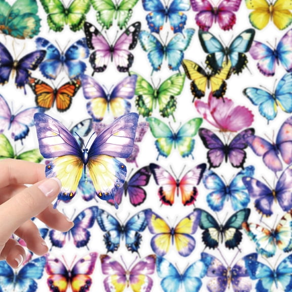 112PCS Transparent Butterfly Scrapbook Stickers, Waterproof Tiny Aesthetic Self-Adhesive Vintage Scrapbooking Stickers for Junk Journal Supplies