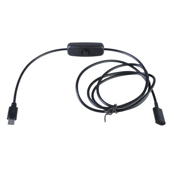 112cm Total Length 5V3A Type C to USB Power Cord Line Charging Cable Wire with Power Switching Button Black