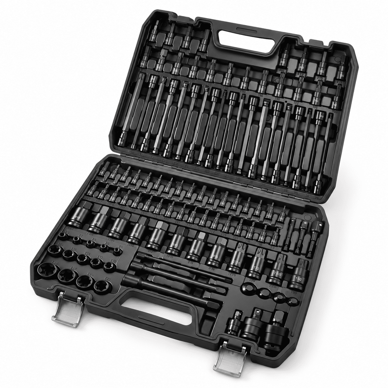112pc Master Torx & Hex Bit Socket Set 1/4" 3/8" 1/2" Drive S2 Steel ...
