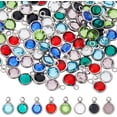 thumbnail image 1 of 112pcs Birthstone Pendants 8 Colors Round Glass Rhinestone Charms Stainless Steel Charms with Jump Rings for Jewelry Necklace Bracelets Earrings Making for making, 1 of 7