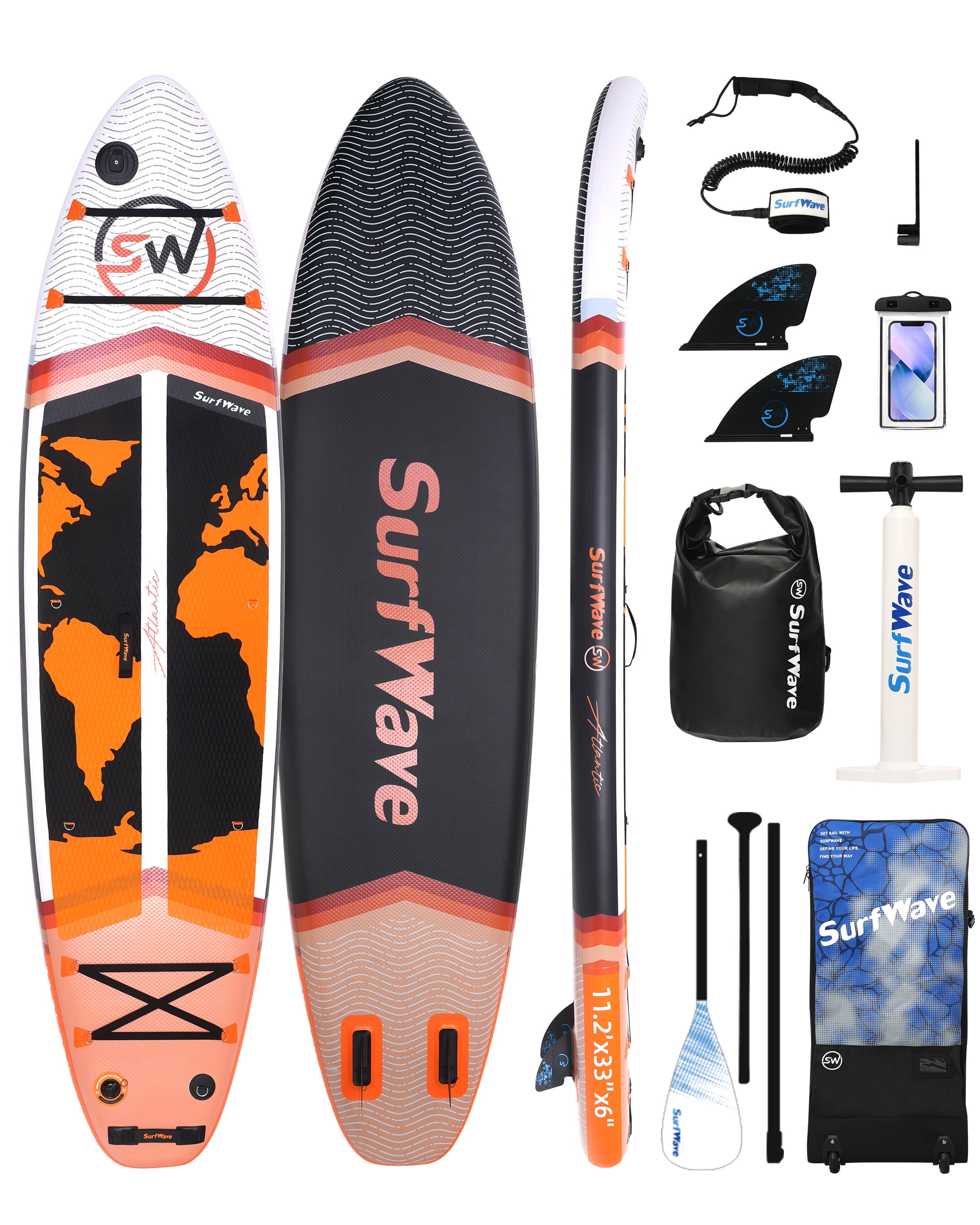 112x33 Inflatable Stand Up Paddle Board All Around SUP with Full Accessories