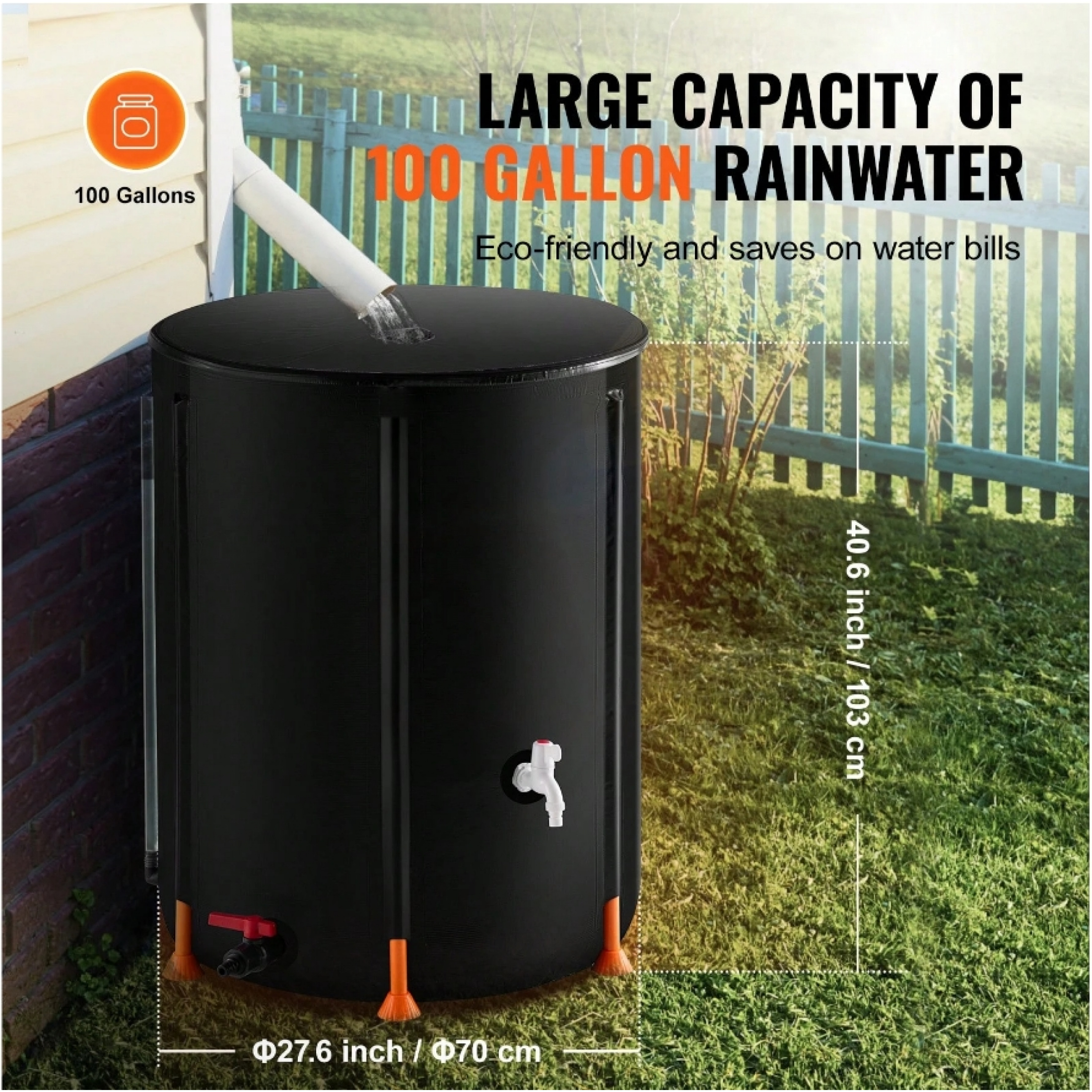 113-1000L/ 29.85-264 Gallon Water Storage Bladder, RV Water Tank, 1000D PVC Collapsible Water Storage Containers, Large Capacity Soft Water Bag, Blue Or Black, Portable Water Bladder