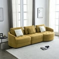 113'' Modular Sectional Sofa with Curved Armrest, Teddy Fabric L Shaped