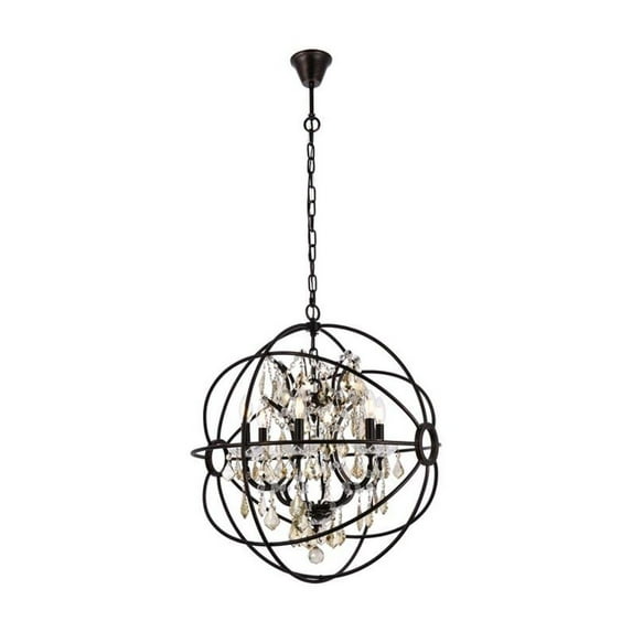 1130 Geneva Collection Pendent lamp D:25" H:27.5" Lt: Dark Bronze Finish (Royal Cut Golden Teak Crystals)
