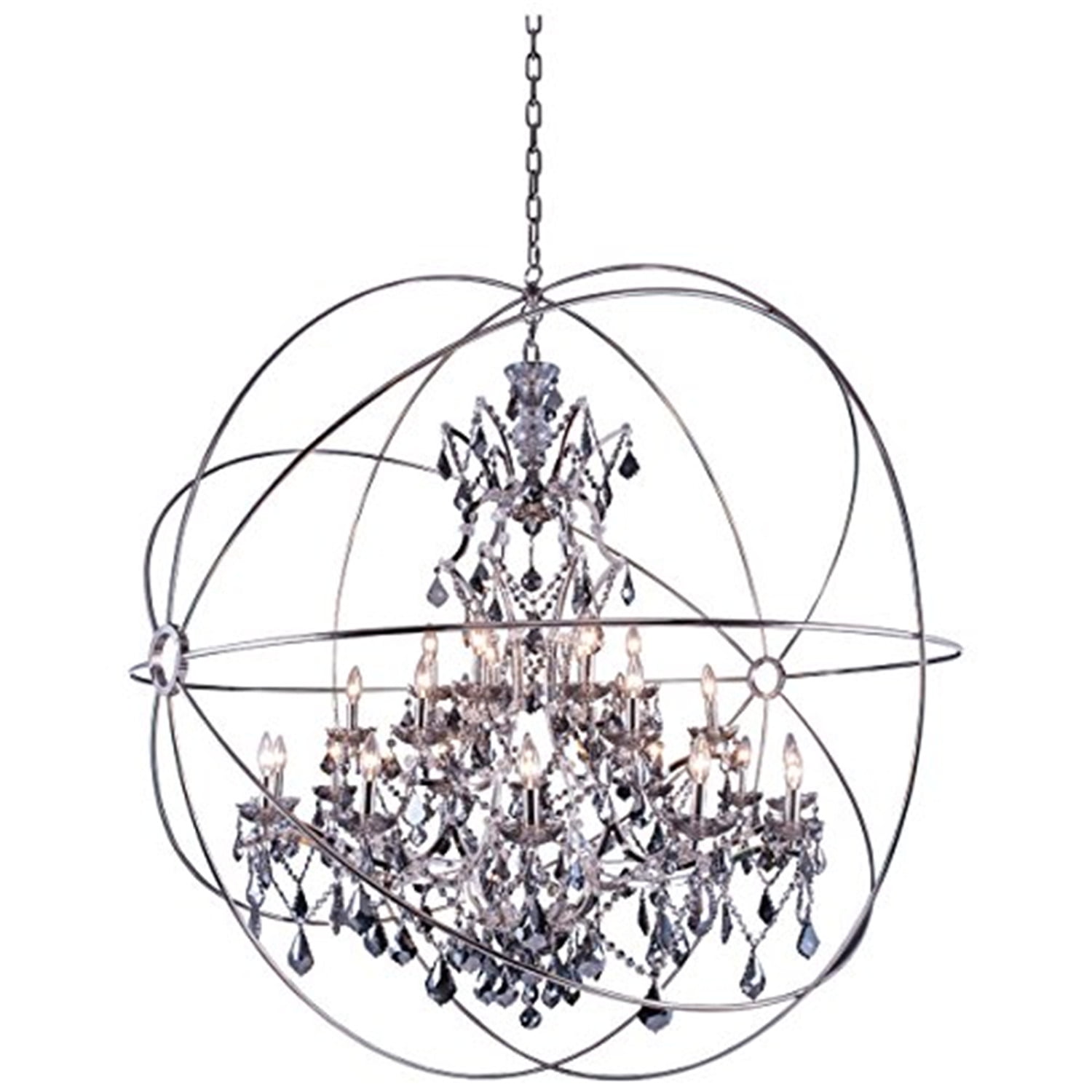 Geneva Grandeur 60" Polished Nickel 25-Light Chandelier with Clear Crystal