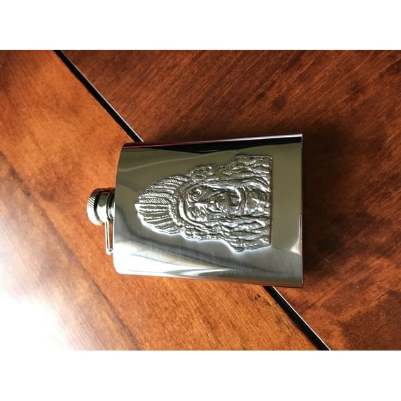 1135YB-E61R Small 3.5 Oz flask, stainless steel, Native American Chief