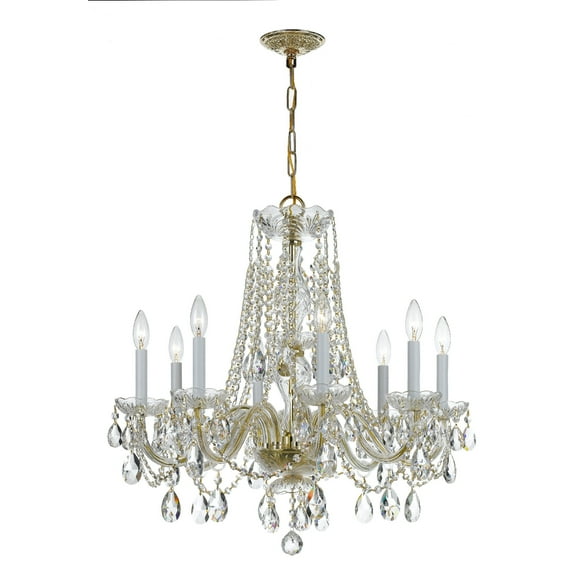Traditional Crystal 8 Light Spectra Crystal Polished Brass Chandelier