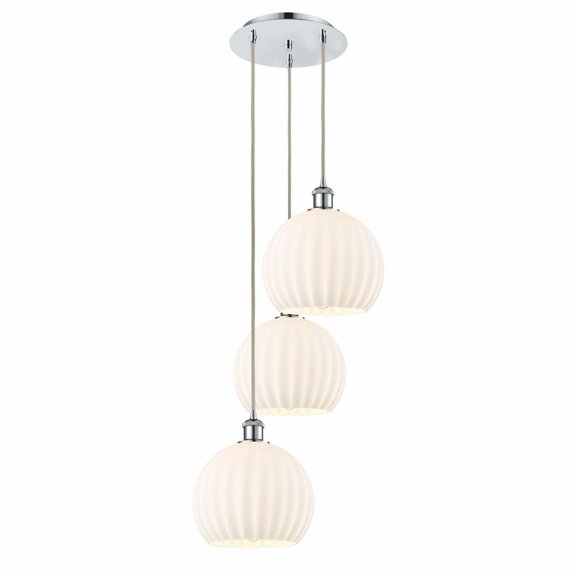 Innovations Lighting - White Venetian - 3 Light Cord Hung Multi Pendant In