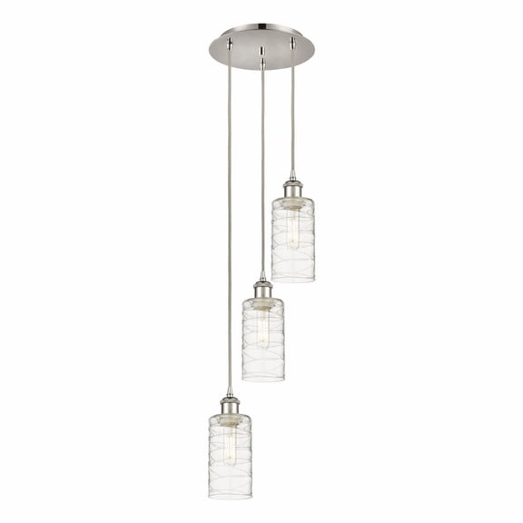 113B-3P-PN-G434-7DE Innovations Lighting Crown Point - 3 Light Cord Hung Pendant-11.25 Inch Tall and 12.63 Inch Wide-Polished Nickel Finish-Deco Swirl