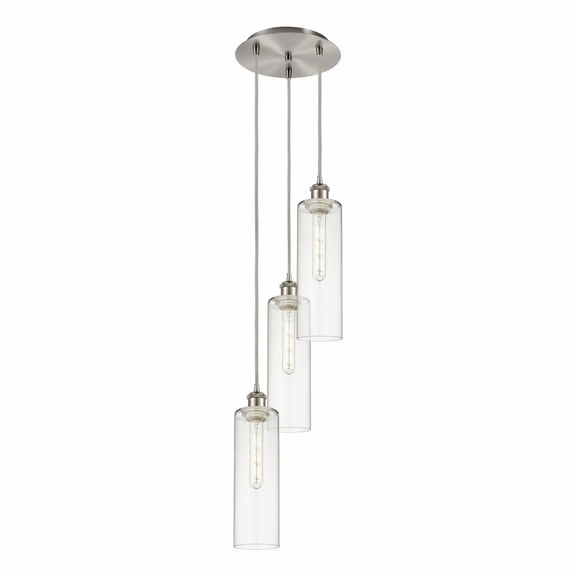 113B-3P-SN-G434-12CL Innovations Lighting Crown Point - 3 Light Cord Hung Pendant-45.75 Inch Tall and 10.38 Inch Wide-Satin Nickel Finish-Clear Glass