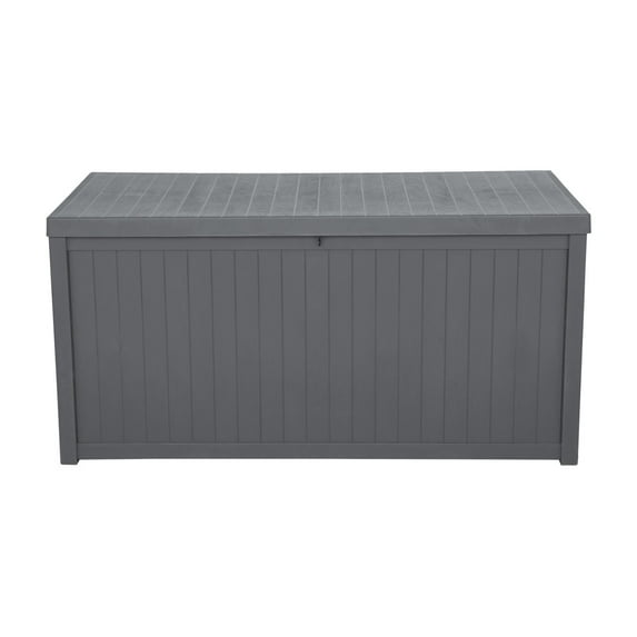 113Gal/430L Outdoor Garden Plastic Storage Deck Box With Lockable Lid, Handle and Hydraulic Rod, Patio Storage Cabinet For Gardening Tools, Pool Toys And Patio Cushions, Weather-Resistant, Grey