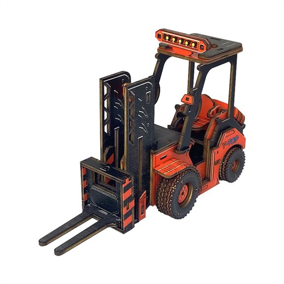 113PCS Wooden Engineering Forklift 3D Puzzle Kit, DIY Construction Vehicle Assembly Set With Shelf Display Decor For Hobbyists