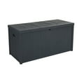 thumbnail image 1 of 113gal 430L Outdoor Garden Plastic Storage Deck Box Chest Tools Cushions Toys Lockable Seat Waterproof, Black, 1 of 10