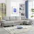 thumbnail image 1 of 114.2" U-Shaped Sectional Sofa with Double Chaise,Velvet Modern Modular Sofa Couch,4 Seat Oversized Sofa for Living Room,Apartment,Light Gray, 1 of 8