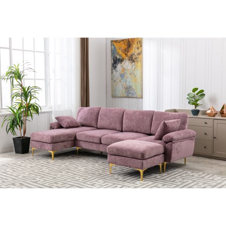 114.42" inch Modern Sectional Sofa, European Style Accent Sofa Couch for Home, Apartment, Dorm, Bonus Room, Compact Spaces Etc Purple