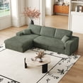 thumbnail image 1 of 114.5" Modular Sectional Sofa with Chaise, L-Shaped Cloud Couch with 26-inch Deep Seat, Oversized 3-Seater Corduroy Couches for Living Room, Green, 1 of 9