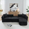 thumbnail image 1 of 114" Cloud Sectional Couch with L-Shape Chaise, Modular Sofa with Movable Ottoman, Upholstered Couches for Living Room Bedroom, No Assembly Required (Black), 1 of 11