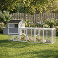 thumbnail image 1 of 114" Large Wooden Chicken Coop,Outdoor Hen House with Run and Nesting Box, Waterproof Poultry Cage Rabbit Hutch with Pull-out Tray and Safe Lock, Gray, 1 of 8