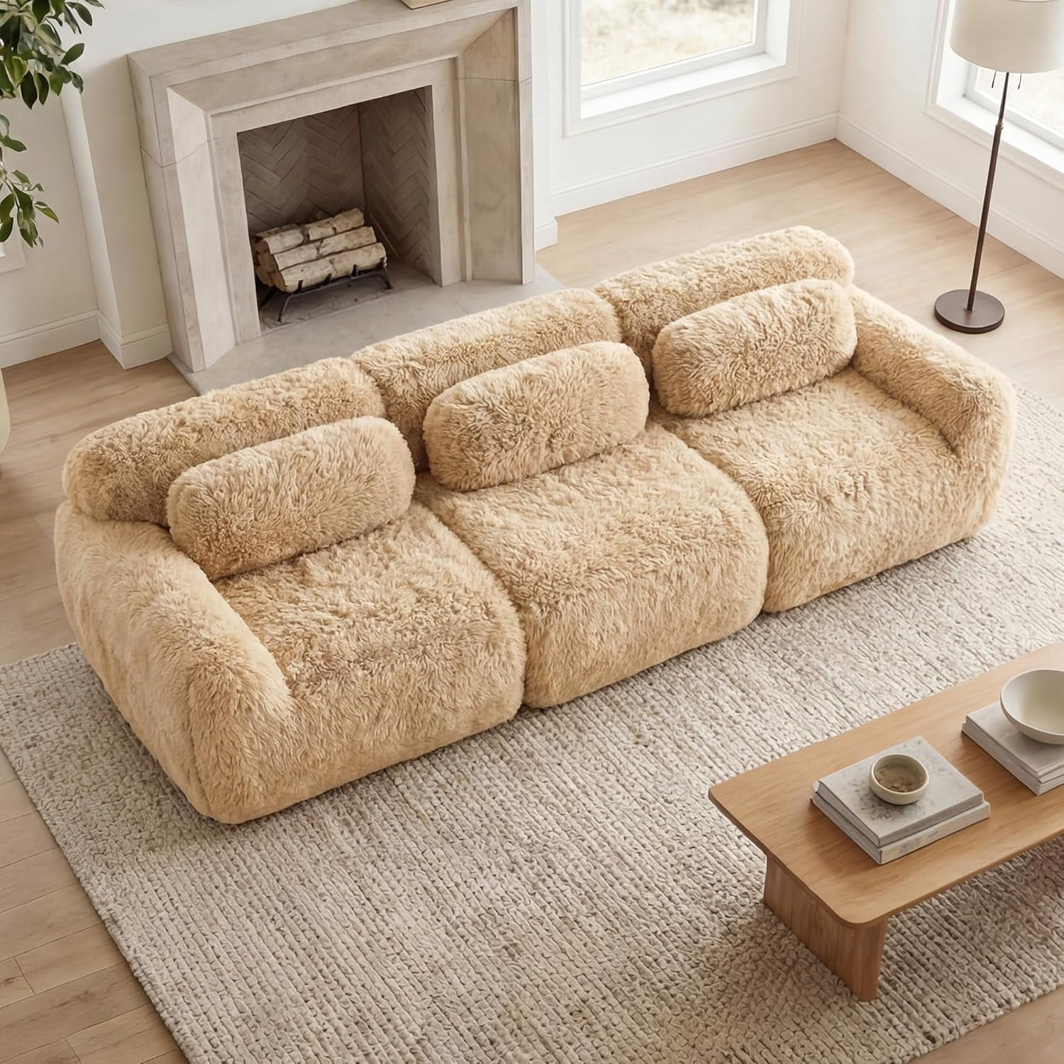 114” Modular Sectional Sofa, Boneless Couch for Living Room, Ultra-Soft ...