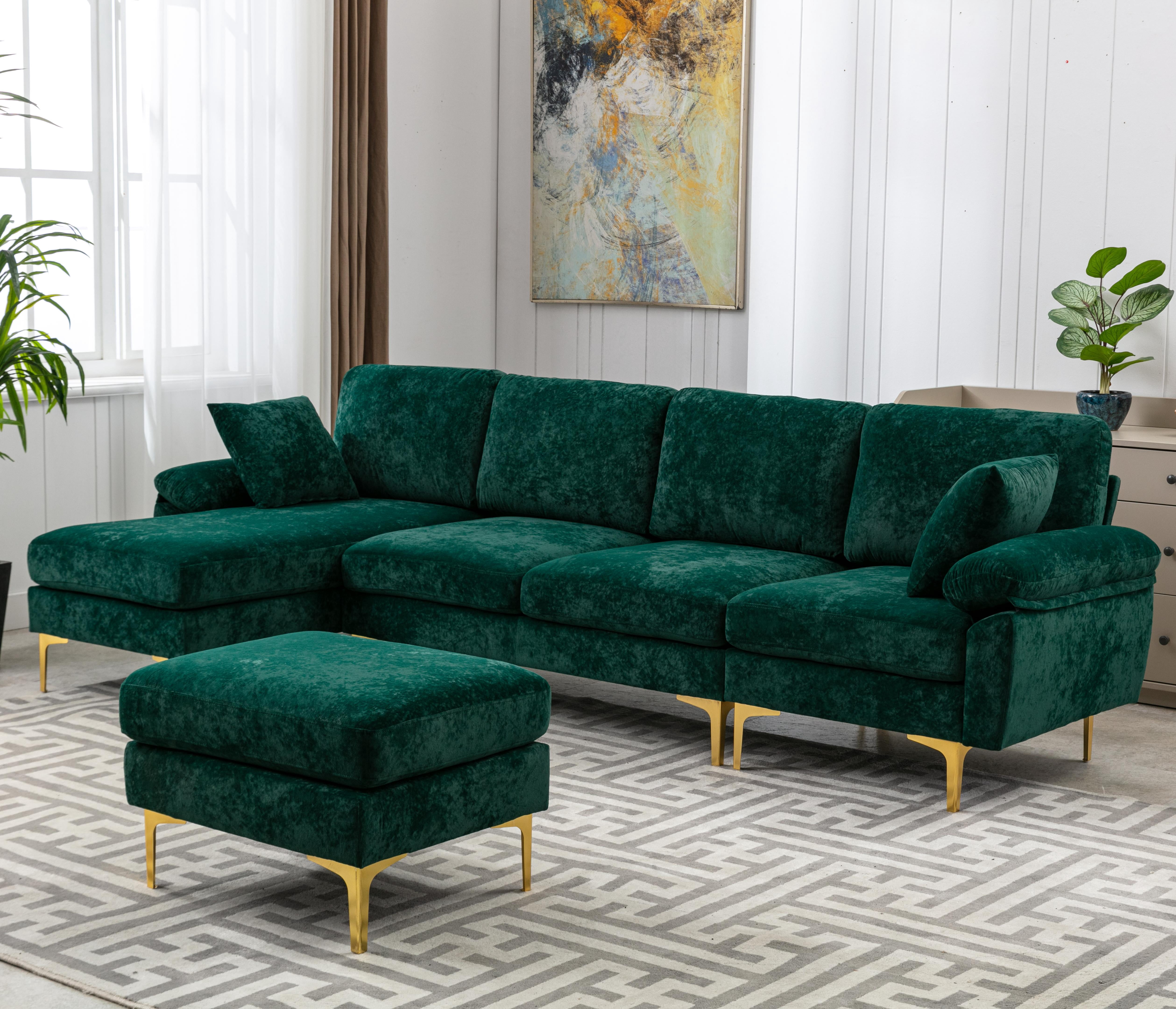 114" Modular Sectional Sofa Couch U-shape Sofa,Modern Velvet